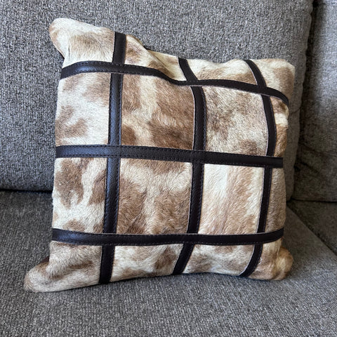 New Real Giraffe Hide Pillow Case 15x15 inches Genuine Giraffe Skin/ Suede Back