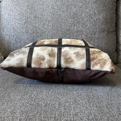 New Real Giraffe Hide Pillow Case 15x15 inches Genuine Giraffe Skin/ Suede Back