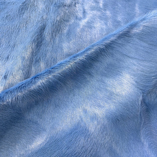 Light Blue Dyed Cowhide Rug Size: 7x6.2 feet D-928
