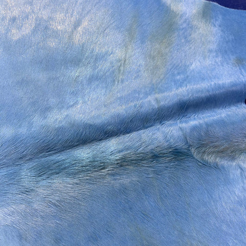 Light Blue Dyed Cowhide Rug Size: 7x6.2 feet D-928