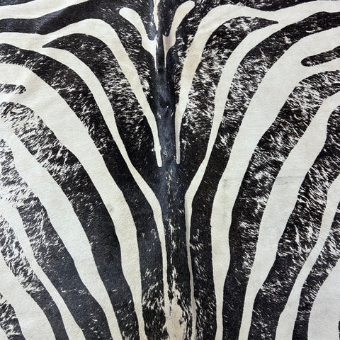 Distressed Zebra Print Cowhide Rug Size: 7.2x6 feet D-932