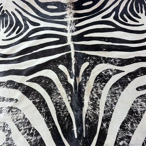 Distressed Zebra Print Cowhide Rug Size: 7.2x6 feet D-932