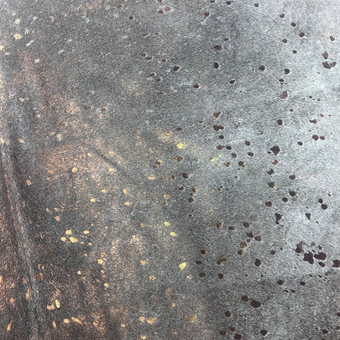 Bronze Metallic Acid Washed Grey Cowhide Rug Size: 7x6.5 feet X-017