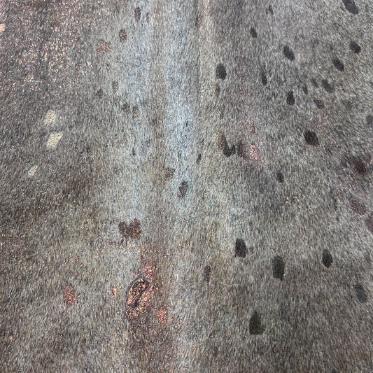 Bronze Metallic Acid Washed Grey Cowhide Rug Size: 8x6.5 feet X-018