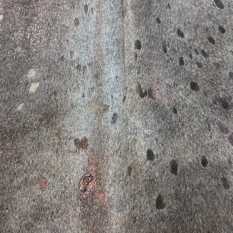 Bronze Metallic Acid Washed Grey Cowhide Rug Size: 8x6.5 feet X-018