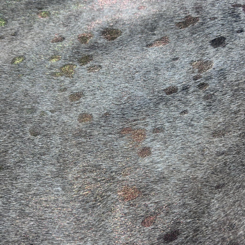 Bronze Metallic Acid Washed Grey Cowhide Rug Size: 8x6.5 feet X-018