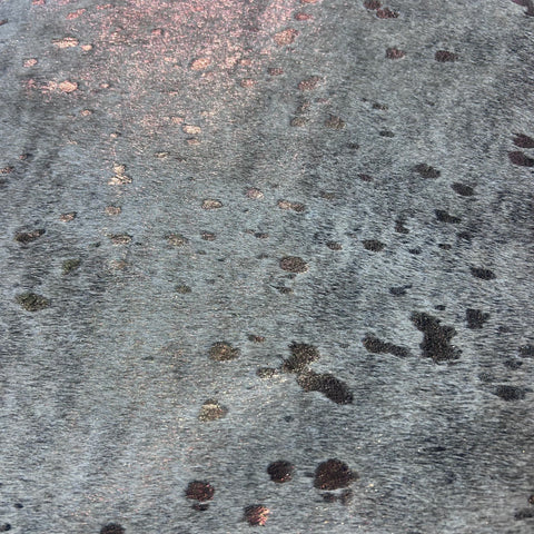 Bronze Metallic Acid Washed Grey Cowhide Rug Size: 8x6.5 feet X-018