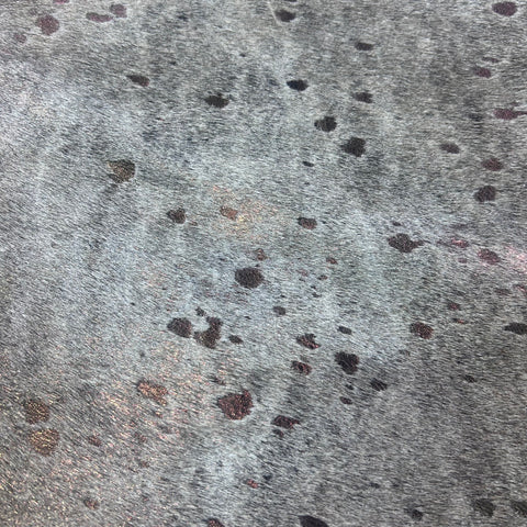 Bronze Metallic Acid Washed Grey Cowhide Rug Size: 8x6.5 feet X-018