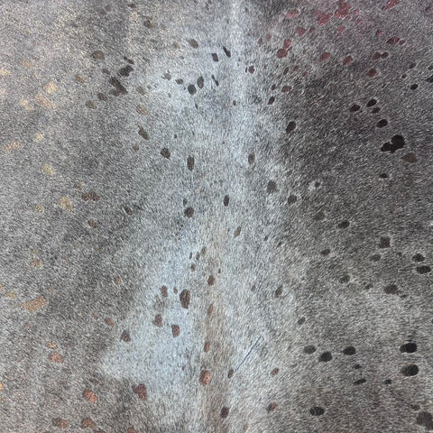 Bronze Metallic Acid Washed Grey Cowhide Rug Size: 8x6.5 feet X-018