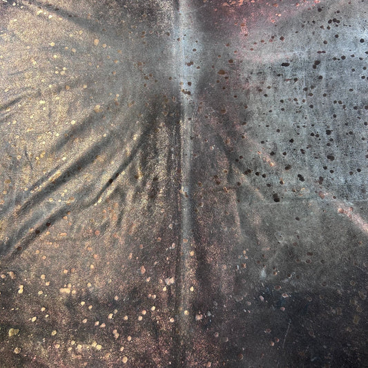 Bronze Metallic Acid Washed Grey Cowhide Rug (huge gorgeous hide/ 1 patch) Size: 8.5x6.5 feet X-019