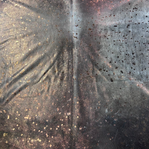 Bronze Metallic Acid Washed Grey Cowhide Rug (huge gorgeous hide/ 1 patch) Size: 8.5x6.5 feet X-019