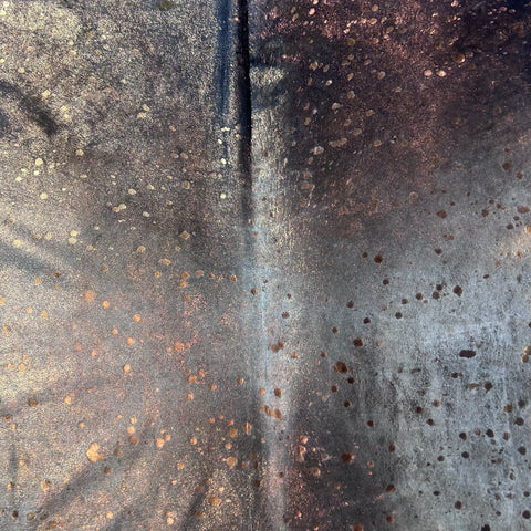 Bronze Metallic Acid Washed Grey Cowhide Rug (huge gorgeous hide/ 1 patch) Size: 8.5x6.5 feet X-019