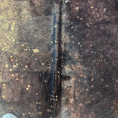 Bronze Metallic Acid Washed Grey Cowhide Rug (huge gorgeous hide/ 1 patch) Size: 8.5x6.5 feet X-019