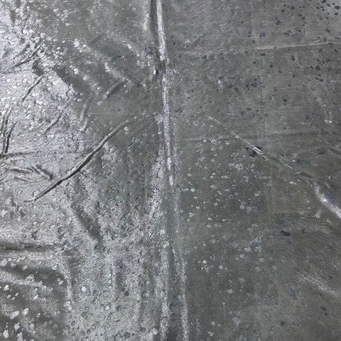 Silver Metallic Cowhide Rug (beige spot) Size: 7.2x6.5 feet Y-143