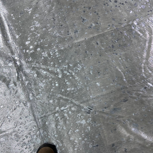 Silver Metallic Cowhide Rug (beige spot) Size: 7.2x6.5 feet Y-143