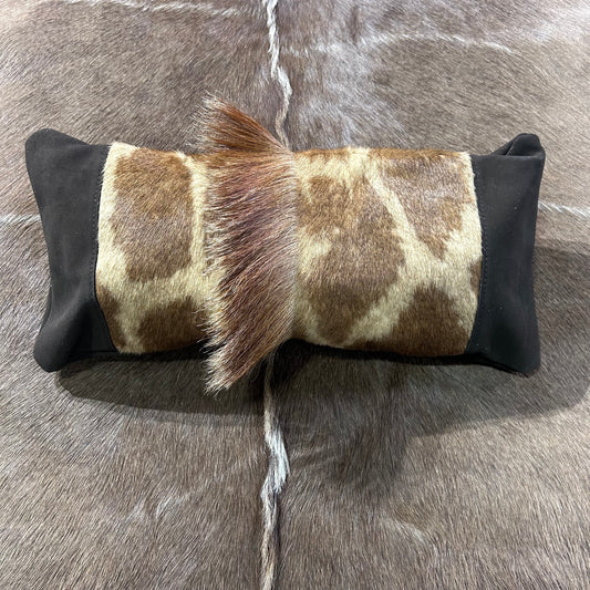 New Real Giraffe Hide Pillow Case 21x10 inches Genuine Giraffe Skin/ Suede Back
