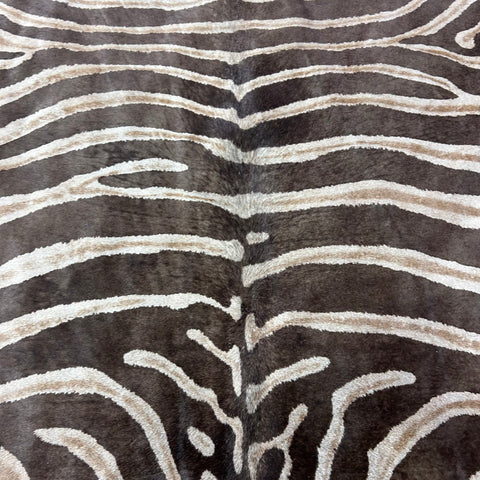 Genuine Zebra Print Cowhide Rug (faded look) Size: 7x5.7 feet Y-146