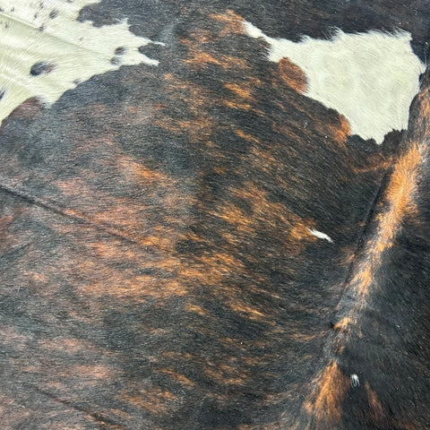 Dark Tricolor Cowhide Rug (41 sq ft) Size: 7x7 feet Colombia-2