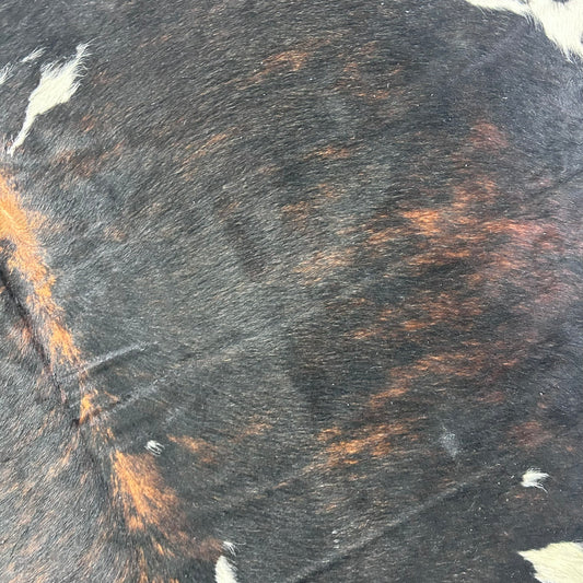 Dark Tricolor Cowhide Rug (41 sq ft) Size: 7x7 feet Colombia-2