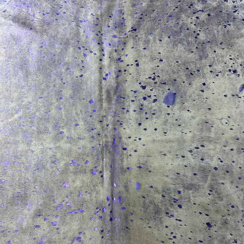Purple Metallic on Beige Background Cowhide Rug Size: 7.2x6 feet Y-149