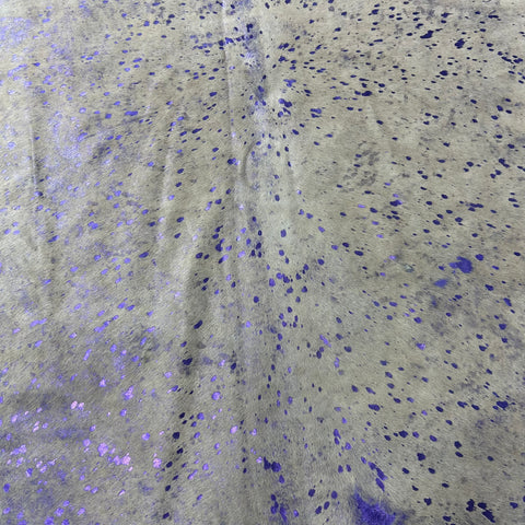Purple Metallic on Beige Background Cowhide Rug Size: 8x6.2 feet Y-150