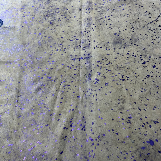 Purple Metallic on Beige Background Cowhide Rug Size: 8x6.2 feet Y-150