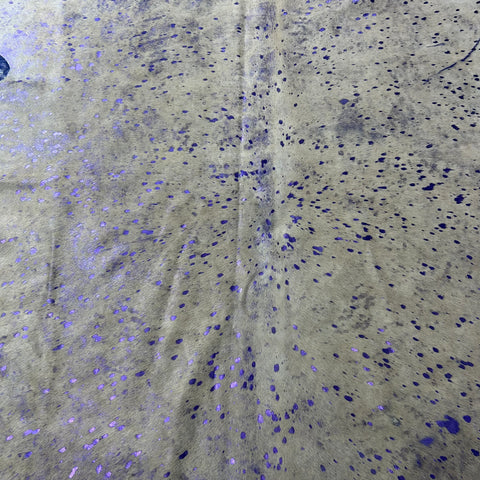 Purple Metallic on Beige Background Cowhide Rug Size: 8x6.2 feet Y-150