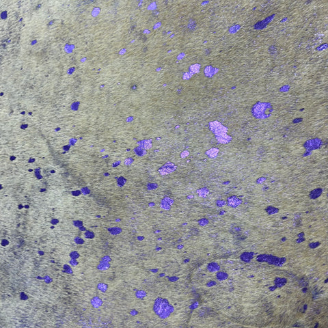 Purple Metallic on Beige Background Cowhide Rug Size: 8.2x6.5 feet Y-151