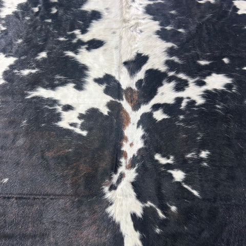 HUGE Tricolor Cowhide Rug (not much brown) Size: 8.2x7 feet X-028