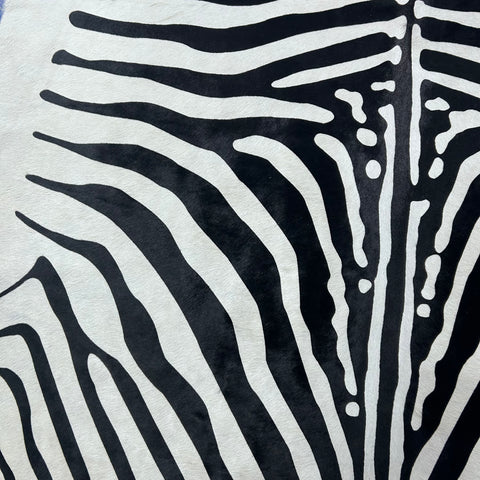 African Zebra Cowhide Rug Size: 7x6 feet Z-138