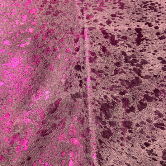 Pink Metallic Cowhide Rug Size: 5.5x4.7 feet J-130