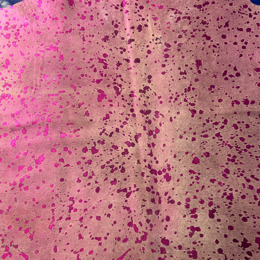 Pink Metallic Cowhide Rug Size: 5.5x5.5 feet Z-139