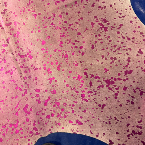 Pink Metallic Cowhide Rug Size: 5.5x5.5 feet Z-139