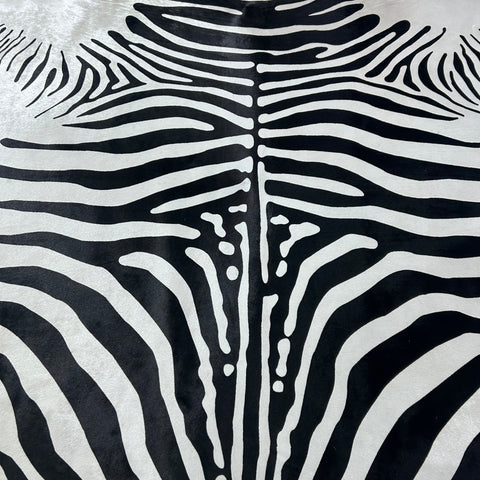 African Zebra Cowhide Rug Size: 7x6.2 feet Z-140