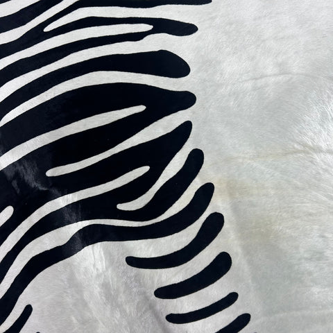 African Zebra Cowhide Rug Size: 7x6.2 feet Z-140