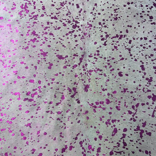 Pink Metallic Cowhide Rug Size: 5.2x5.2 feet Z-141