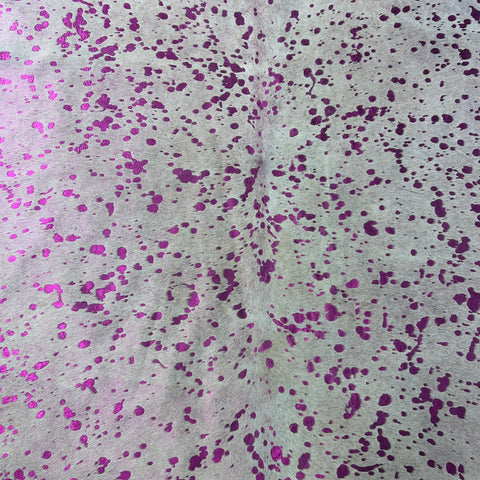 Pink Metallic Cowhide Rug Size: 5.2x5.2 feet Z-141