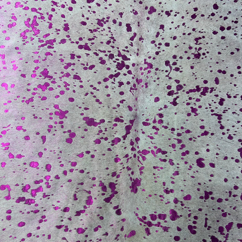 Pink Metallic Cowhide Rug Size: 5.2x5.2 feet Z-141