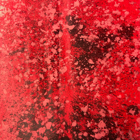 Black & White Cowhide Rug Dyed Red and Acid Washed Size: 6.2x5.7 feet J-013