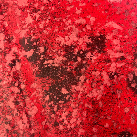 Black & White Cowhide Rug Dyed Red and Acid Washed Size: 6.2x5.7 feet J-013