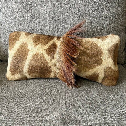 New Real Giraffe Hide Pillow Case 21x10 inches Genuine Giraffe Skin/ Suede Back
