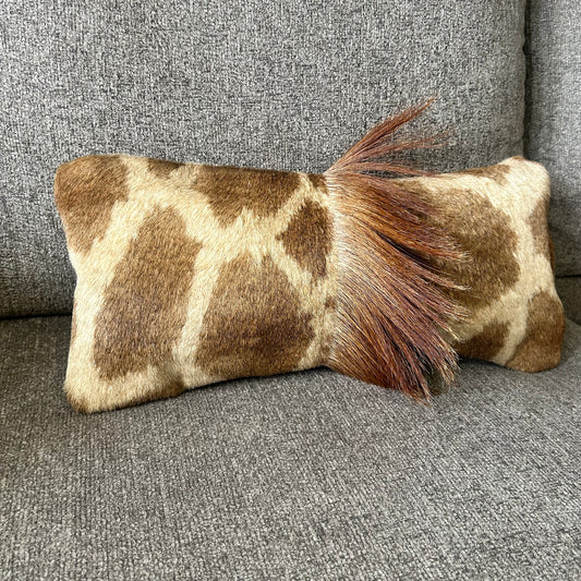 New Real Giraffe Hide Pillow Case 21x10 inches Genuine Giraffe Skin/ Suede Back