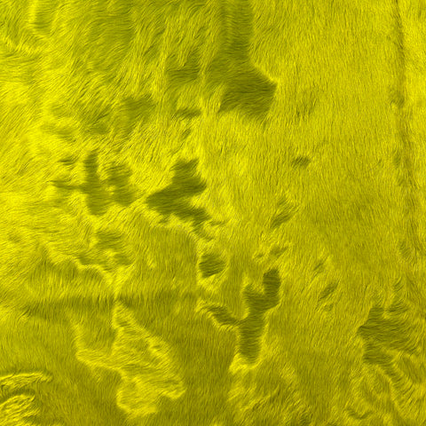 Dyed Lime Green Cowhide Rug (long hair/ gorgeous healthy hair) Size: 7.5x6.5 feet D-502