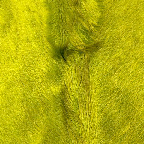 Dyed Lime Green Cowhide Rug (long hair/ gorgeous healthy hair) Size: 7.5x6.5 feet D-502