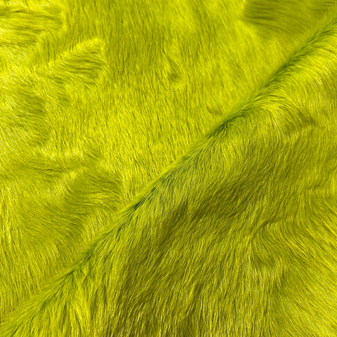 Dyed Lime Green Cowhide Rug (long hair/ gorgeous healthy hair) Size: 7.5x6.5 feet D-502