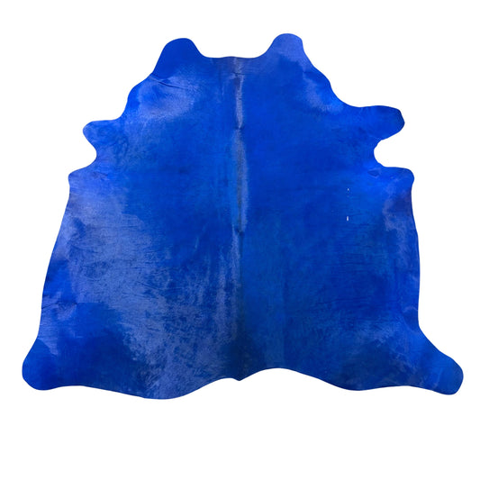 Dyed Blue Cowhide Rug (1 patch) Size: 7x7 feet J-012