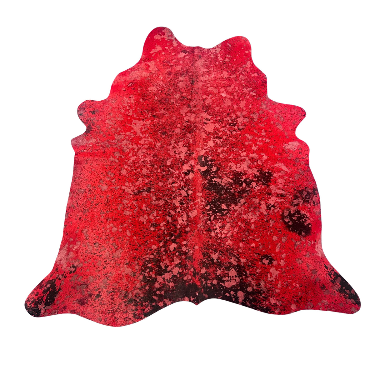 Black & White Cowhide Rug Dyed Red and Acid Washed Size: 6.2x5.7 feet J-013