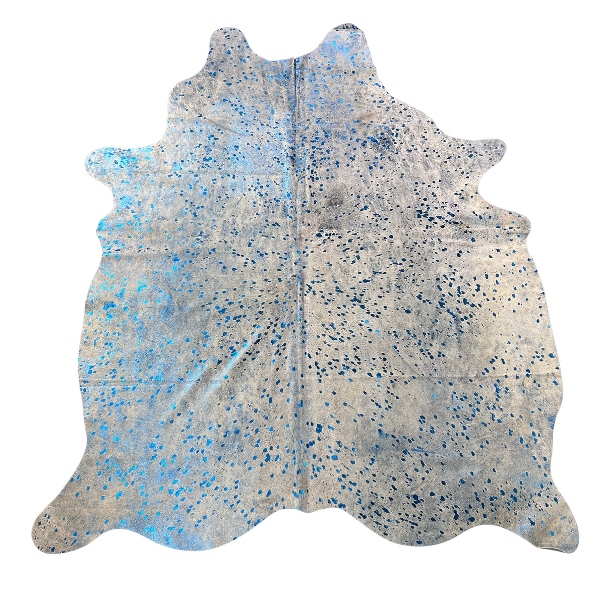 Blue Metallic Acid Washed Cowhide Rug Size: 7x6 feet J-016