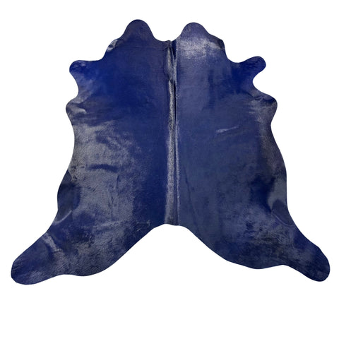 Dark Dyed Blue Cowhide Rug Size: 7x6.7 feet J-018