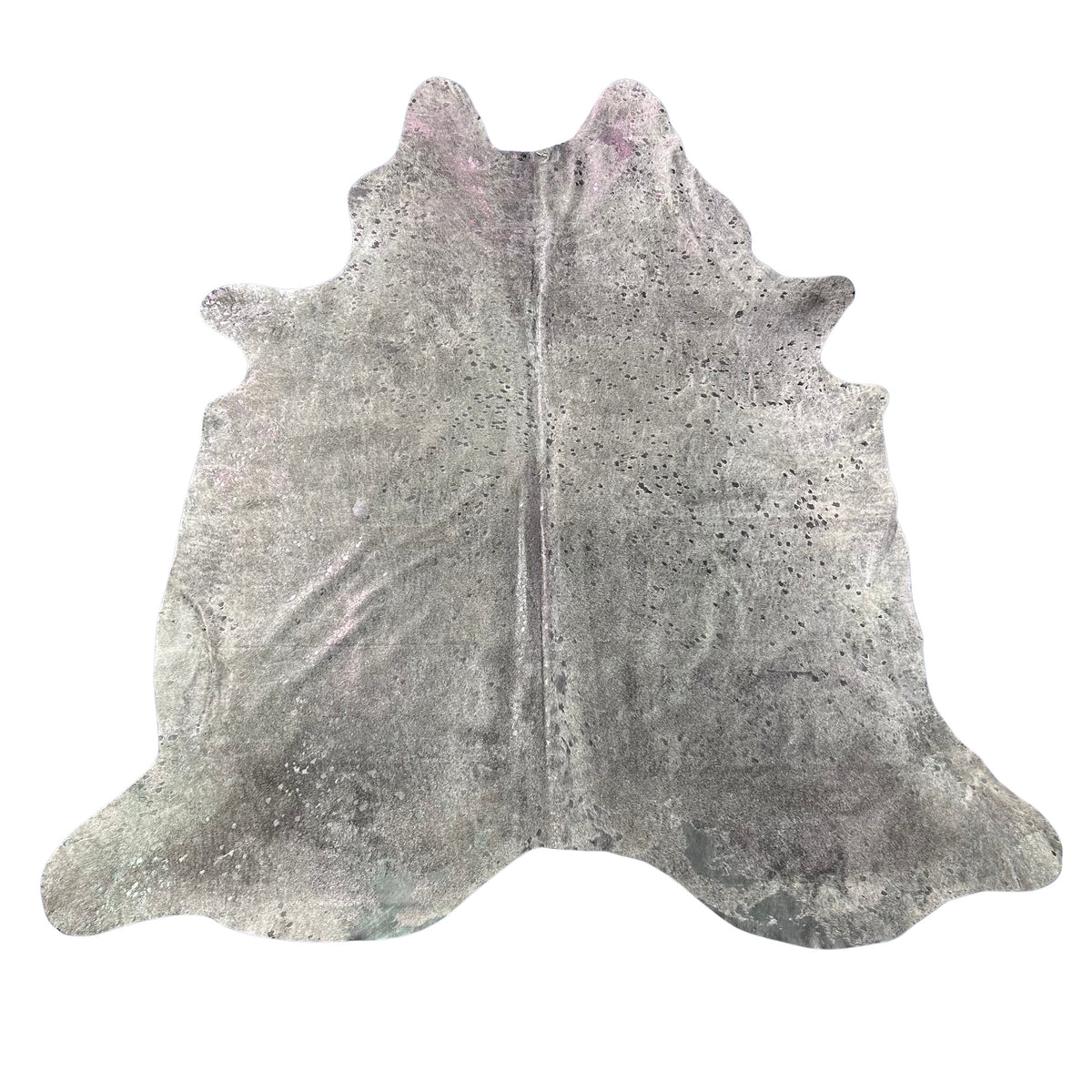 Dark Silver Metallic Acid Washed Cowhide Rug Size: 7x7 feet J-019